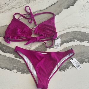 Shade & Shore Magenta Bikini Set Medium Bottom, XL Top- NWT